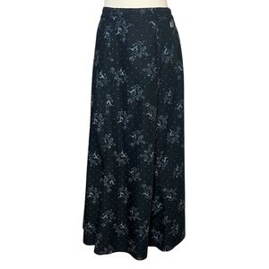 Hammerschmid floral stag print navy blue maxi skirt size 46 (14-16)